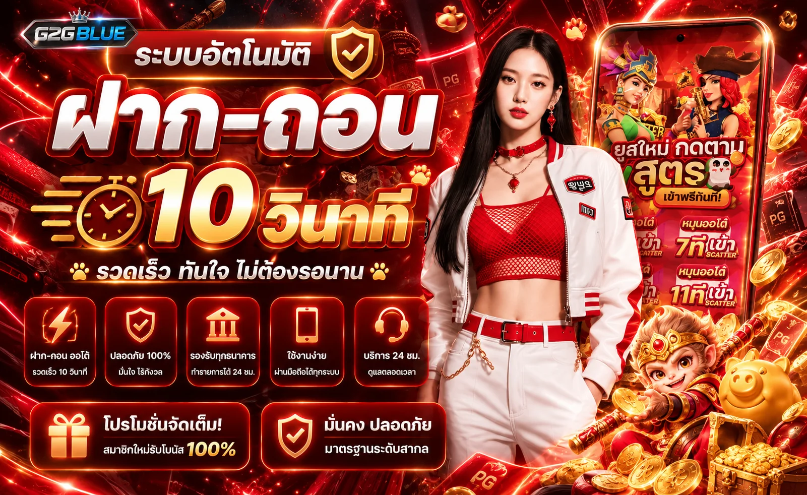 แบนเนอร์ G2GBLUE ระบบฝากถอนและการใช้งานบนมือถือ